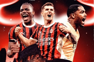 mk体育入口-AC米兰发布意杯决赛海报：莱奥、普利西奇、迈尼昂三将怒吼出镜